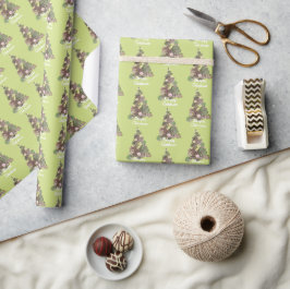 Papier Cadeau Joyeux Noël Feuilles Abstrait Arbre vacances