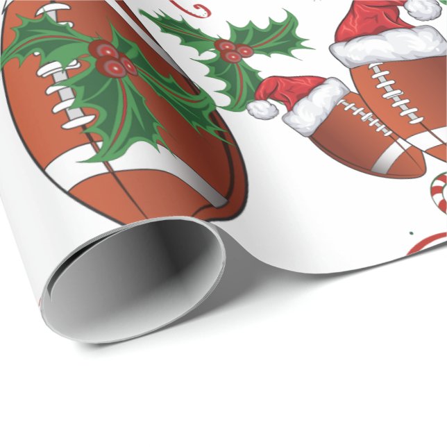 Papier Cadeau Joyeux Noël Football Père Noël (Coin rond)