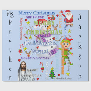 Papier Cadeau Joyeux Noël Frère papier d'enveloppement Jésus Pèr
