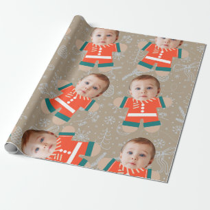 Papier Cadeau Joyeux Noël Gingerbread Custom Face Drôle