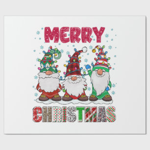 Papier Cadeau Joyeux Noël Gnome Famille Funny Jeu de Noël Arbre