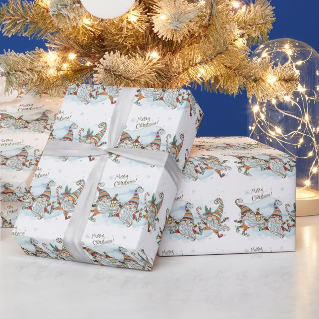 Papier Cadeau Joyeux Noël Gnome Papier d'enveloppement (Vacances)