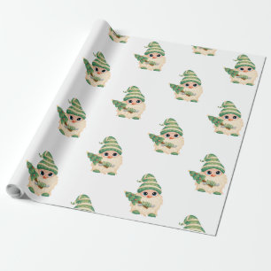 Papier Cadeau Joyeux Noël Gnome Pine Tree