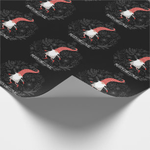 Papier Cadeau Joyeux Noël Gnome Rouge Et Noir Fête