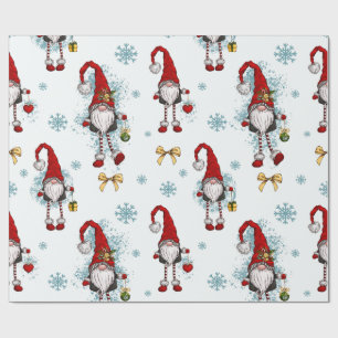 Papier Cadeau Joyeux Noël, Gnomes rouges lunaires