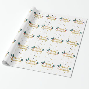 Papier Cadeau Joyeux Noël Gold Parties scintillant Design de tex