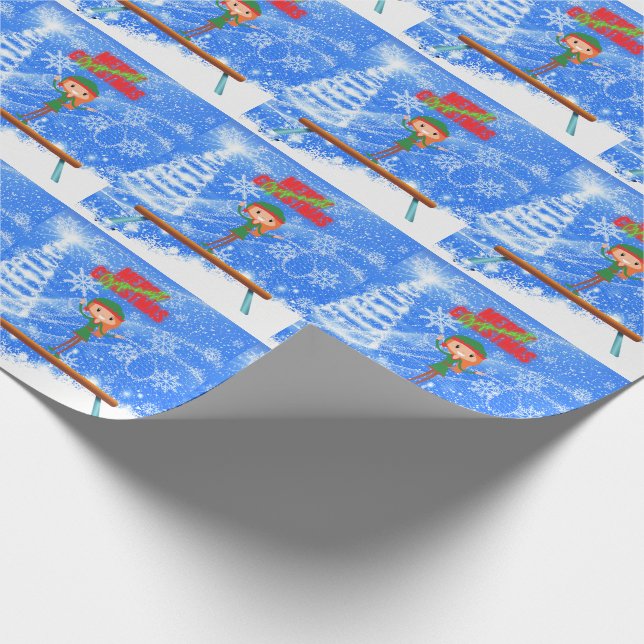 Papier Cadeau Joyeux Noël Gymnast Elf (Coin)