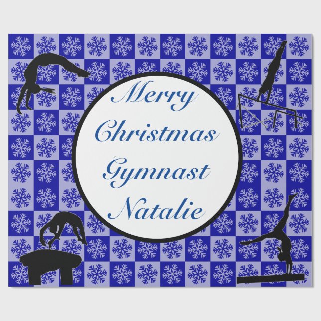 Papier Cadeau Joyeux Noël Gymnaste Personnalisé Nom Enveloppemen (Plat)