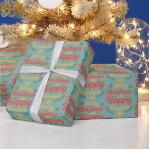 Papier Cadeau Joyeux Noël Heureux Hanoukka Chrismukkah
