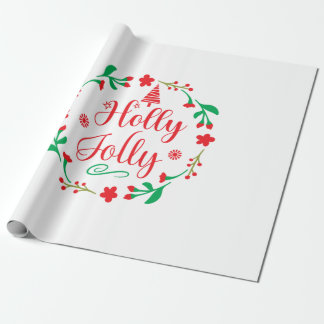 Papier Cadeau Joyeux Noël Holly Jolly