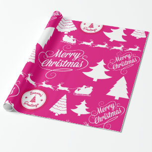 Papier Cadeau Joyeux Noël Hot rose Fêtes Conception
