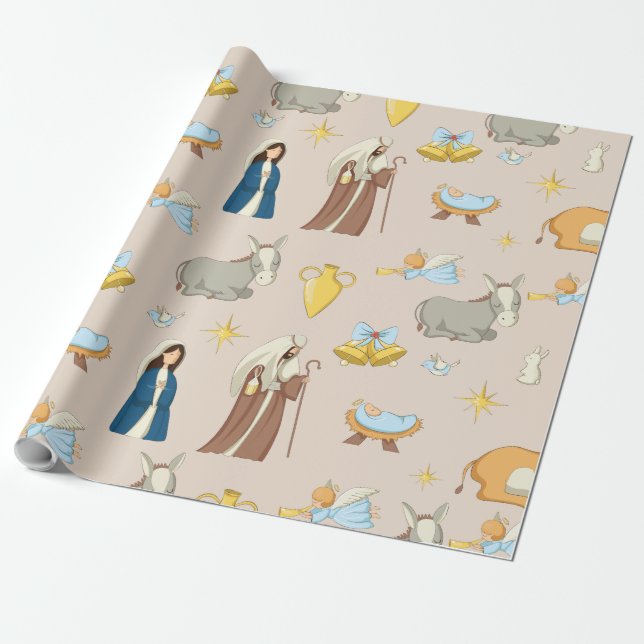 Papier Cadeau Joyeux Noël Jouer Motif (Déroulé)