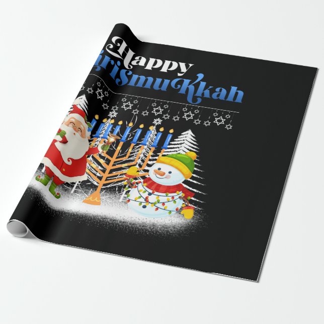 Papier Cadeau Joyeux Noël juif Chrismukkah Hanoukka (Déroulé)