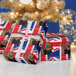 Papier Cadeau Joyeux Noël King Charles III drapeau britannique