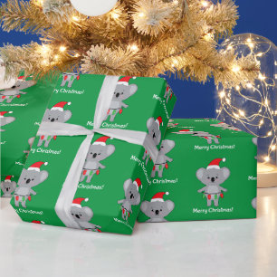 Papier Cadeau Joyeux Noël Koala Ours avec lumières