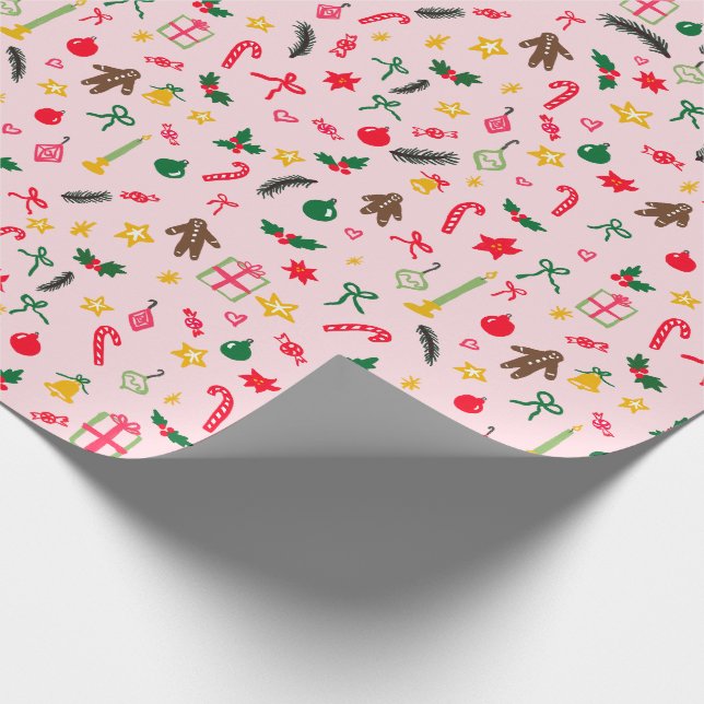 Papier Cadeau Joyeux Noël mignon Doodle Motif Whimsical (Coin)