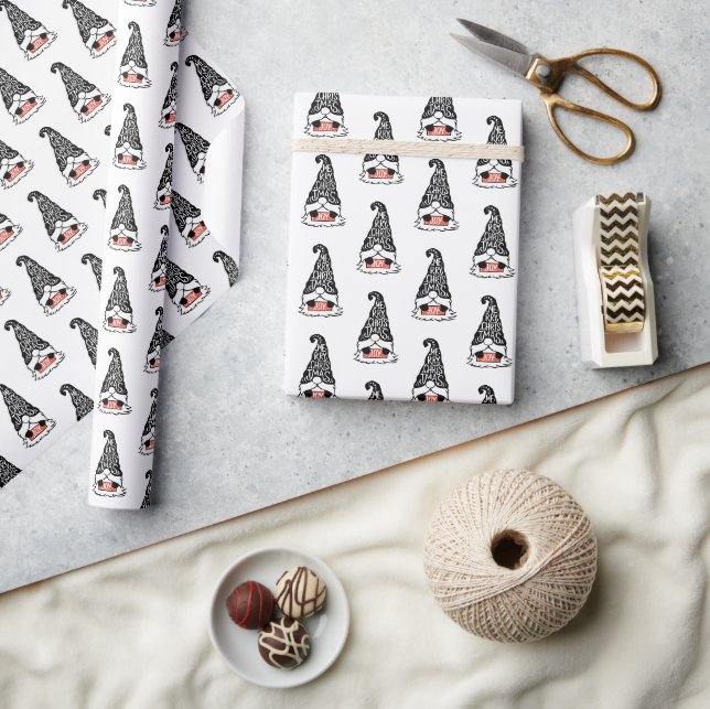 Papier Cadeau Joyeux Noël moderne Gnome Holiday (Artisanat)