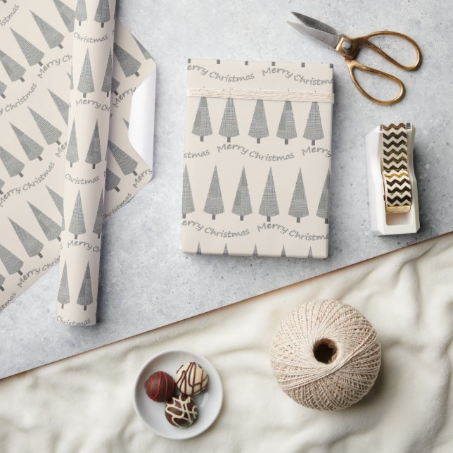 Papier Cadeau Joyeux Noël Motif de l'arbre Houndstooth (Artisanat)