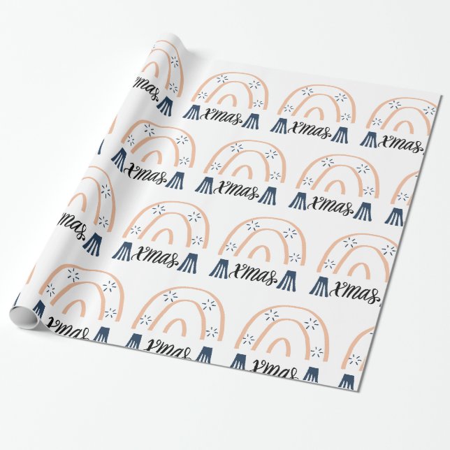 Papier Cadeau Joyeux Noël Noël Noël Boho Arc-en-ciel Enveloppeme (Déroulé)