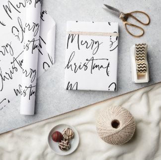 Papier Cadeau Joyeux Noël noir blanc Cadeau