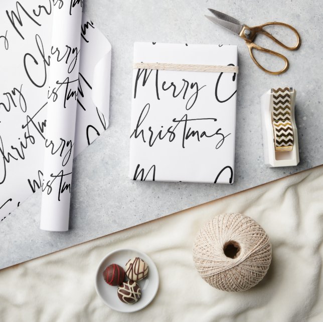 Papier Cadeau Joyeux Noël noir blanc Cadeau (Artisanat)