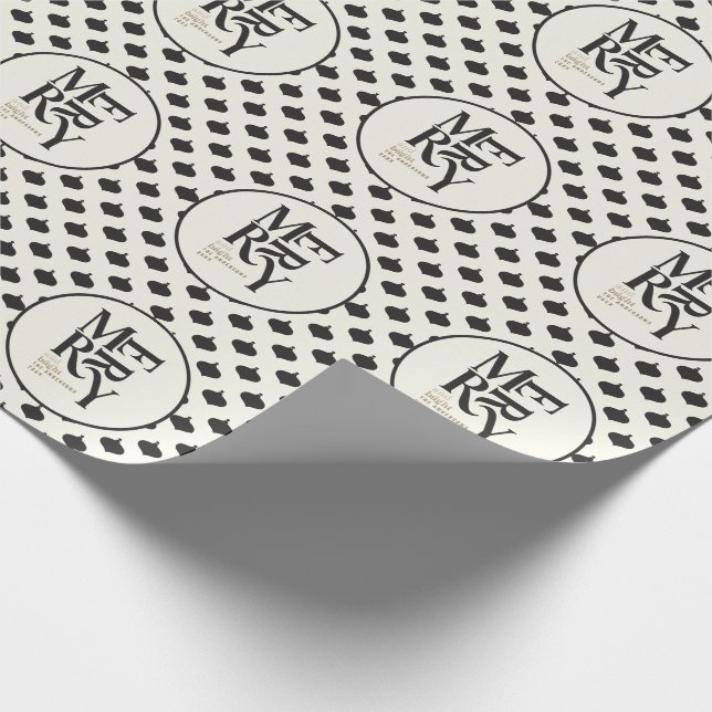 Papier Cadeau Joyeux Noël noir et or clair (Coin)