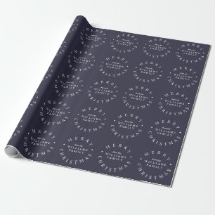 Papier Cadeau Joyeux Noël Nom personnalisé Marine Blue Holiday