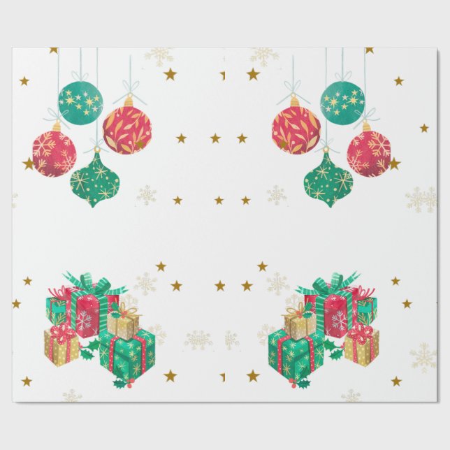 Papier Cadeau Joyeux Noël Nouvel An Salutation (Couture)