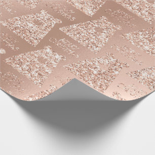 Papier Cadeau Joyeux Noël Ours Noir Blush Rose Parties scintilla