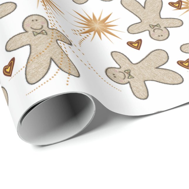 Papier Cadeau Joyeux Noël Pain d'épices Homme Enveloppement Papi (Coin rond)