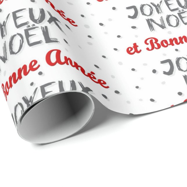 Papier Cadeau Joyeux Noël - Papier d'enveloppement de Noël franç (Coin rond)