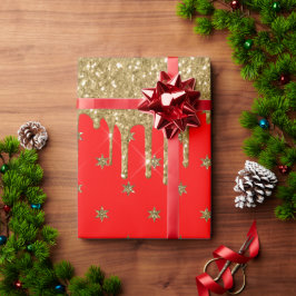 Papier Cadeau Joyeux Noël - parties scintillant rouge