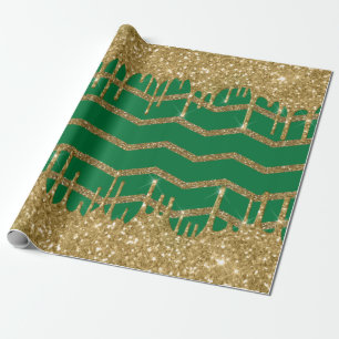 Papier Cadeau Joyeux Noël - parties scintillant verte