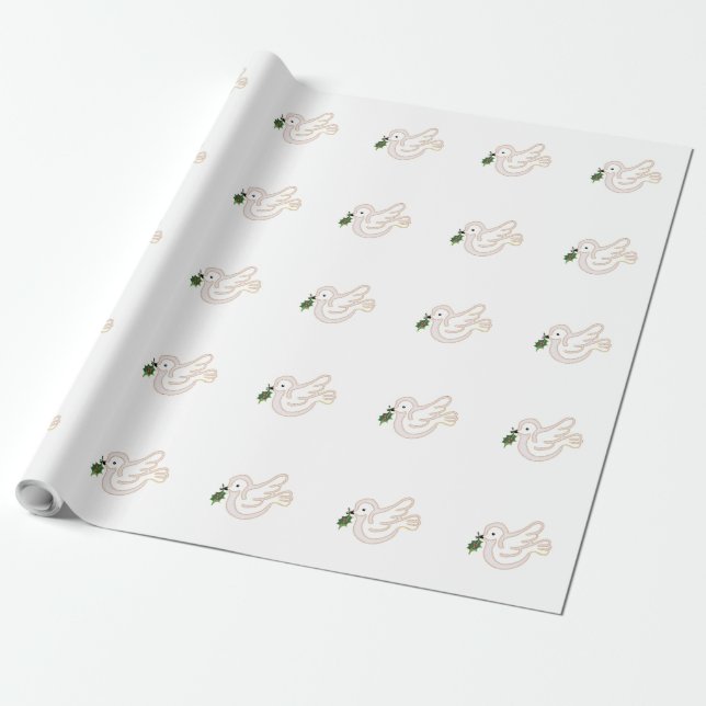 Papier Cadeau Joyeux Noël Peace Dove avec saint (Déroulé)
