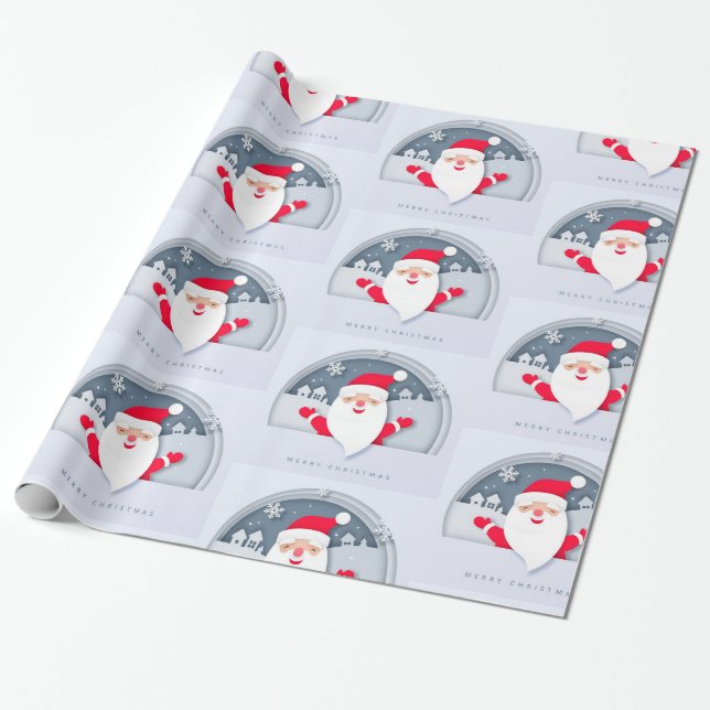 Papier Cadeau Joyeux Noël Père Noël (Déroulé)