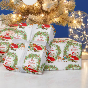 Papier Cadeau Joyeux Noël Père Noël et Mme Claus