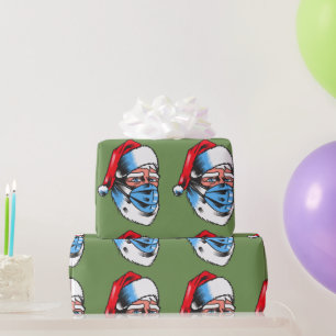 Papier Cadeau Joyeux Noël Père Noël Masque visage Fun