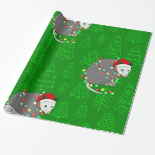 Papier Cadeau joyeux noël père Noël opossum possum