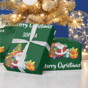 Papier Cadeau Joyeux Noël Père Noël Tree Cadeaux Personnaliser l