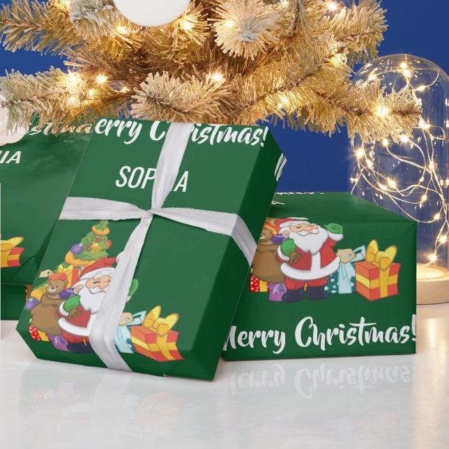 Papier Cadeau Joyeux Noël Père Noël Tree Cadeaux Personnaliser l (Vacances)