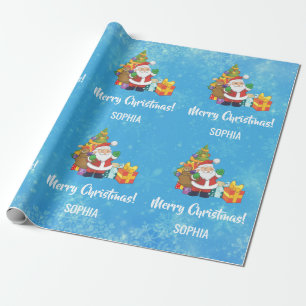 Papier Cadeau Joyeux Noël Père Noël Tree Cadeaux Personnaliser l