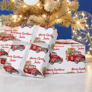 Papier Cadeau Joyeux Noël personnalisé Camion de ferme