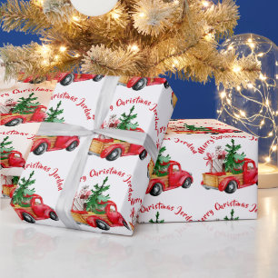 Papier Cadeau Joyeux Noël personnalisé Camion de ferme