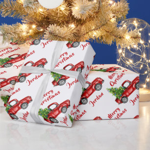 Papier Cadeau Joyeux Noël personnalisé Camion de ferme