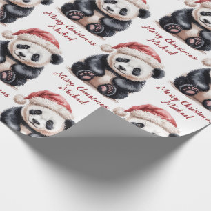 Papier Cadeau Joyeux Noël personnalisé mignon Ours Panda