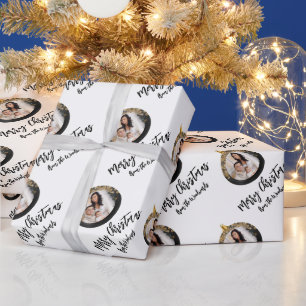 Papier Cadeau Joyeux Noël personnalisé photo noir or