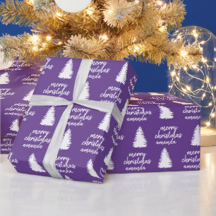 Papier Cadeau Joyeux Noël personnalisé violet
