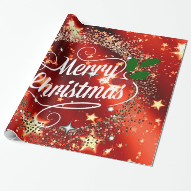 Papier Cadeau Joyeux Noël pétillant et brillant (Déroulé)