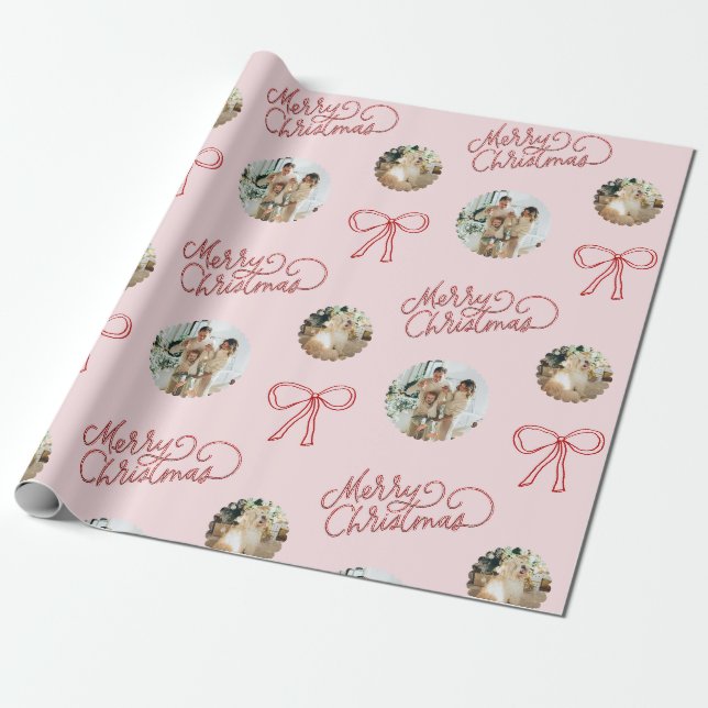Papier Cadeau Joyeux Noël Photo personnalisée (Déroulé)