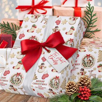 Papier Cadeau Joyeux Noël Photo personnalisée & Cookie de la par